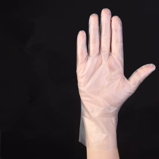 Gants en plastique PE Gants pliés individuels jetables pour la teinture des cheveux avec CE
