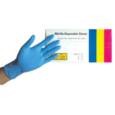 Gants en nitrile jetables bleus Gants d'examen en nitrile de qualité industrielle avec poudre ou sans poudre