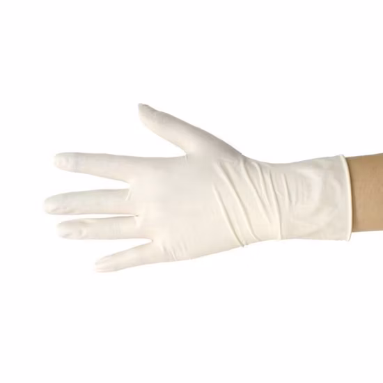 Les gants médicaux jetables d'examen de latex ont saupoudré la poudre stérile chirurgicale en caoutchouc librement