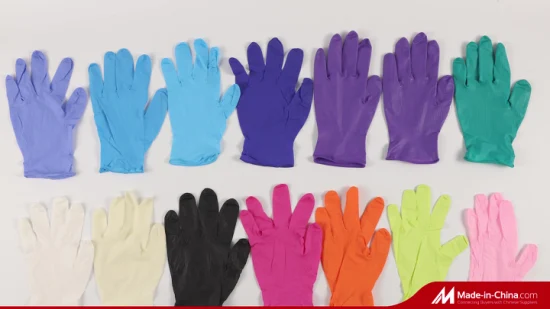 Gants en PVC jetables en mélange de nitrile de vinyle en poudre de latex de gros clair pour l'examen des aliments sans latex avec des gants non médicaux Mdr