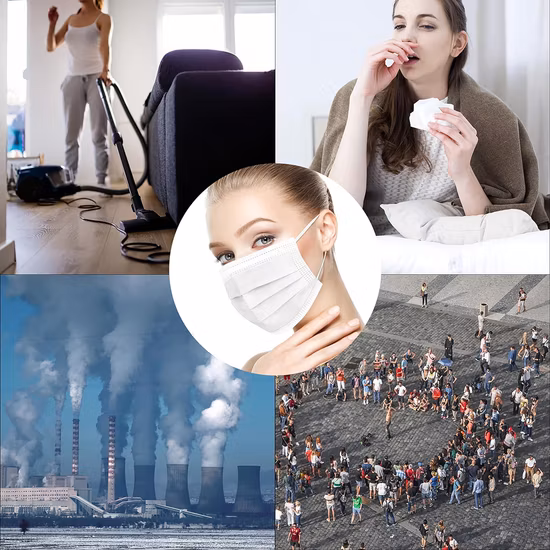 Production de masse de ventes chaudes de haute qualité personnalisée OEM jetable 3ply non tissé Spundond + Meltblown + masque bleu Spundond